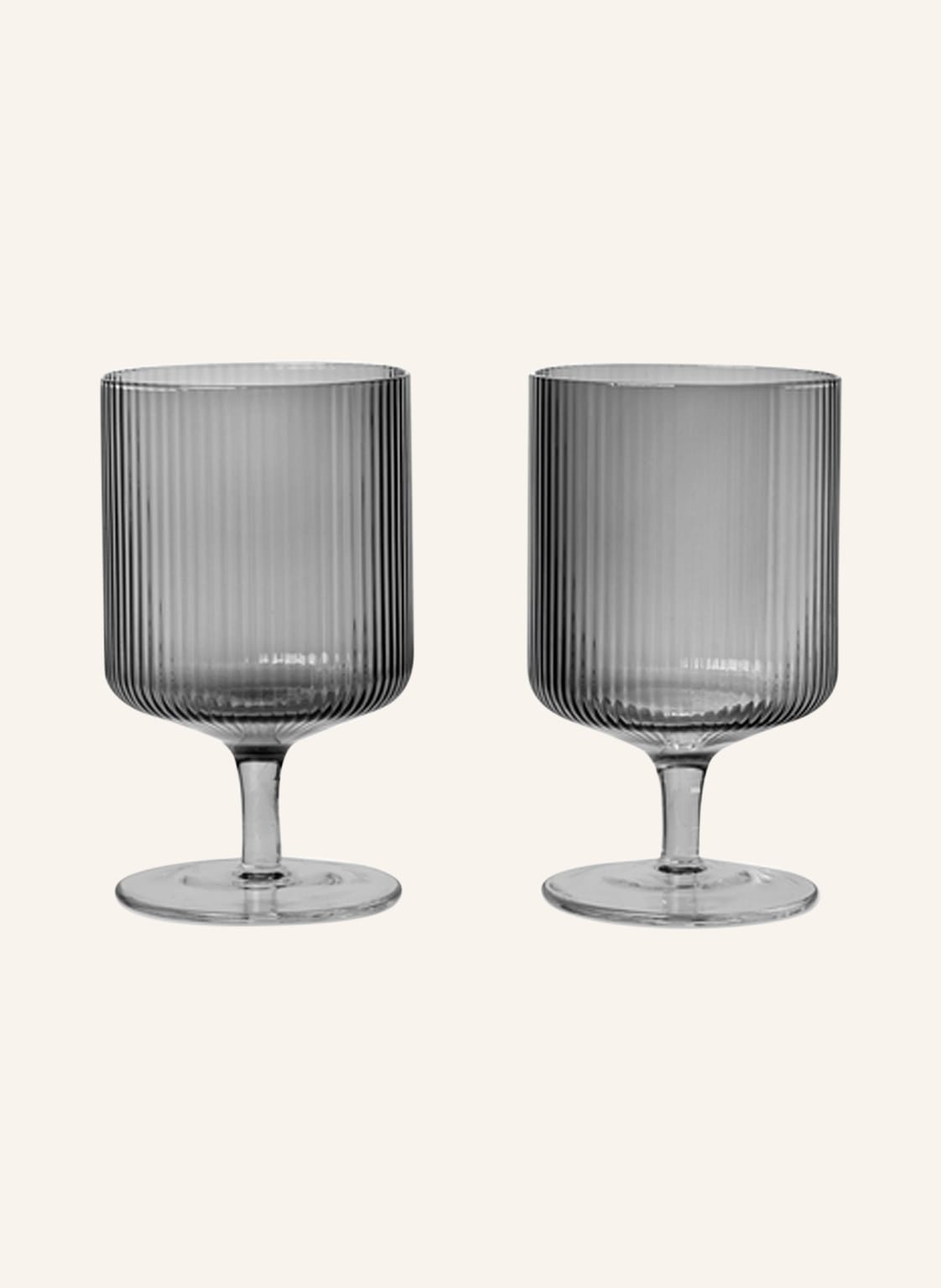 Ferm Living 2er-Set Weingläser Ripple grau von Ferm LIVING