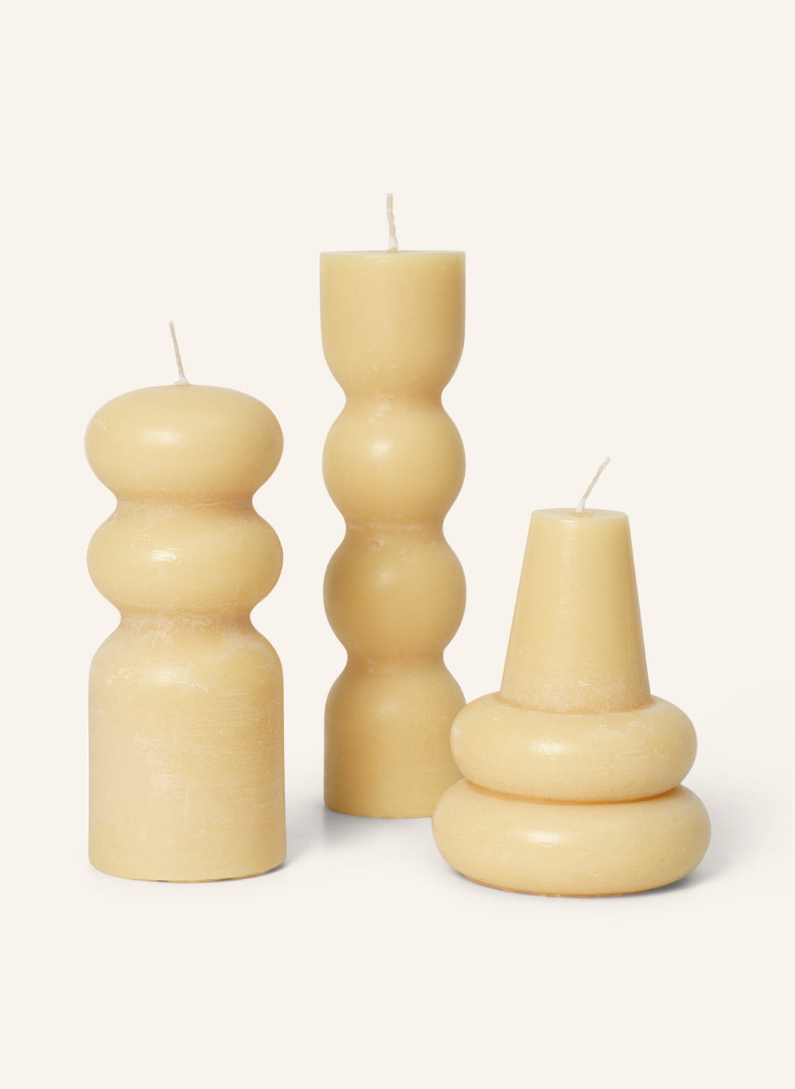 Ferm Living 3er-Set Kerzen Torno gelb von Ferm LIVING