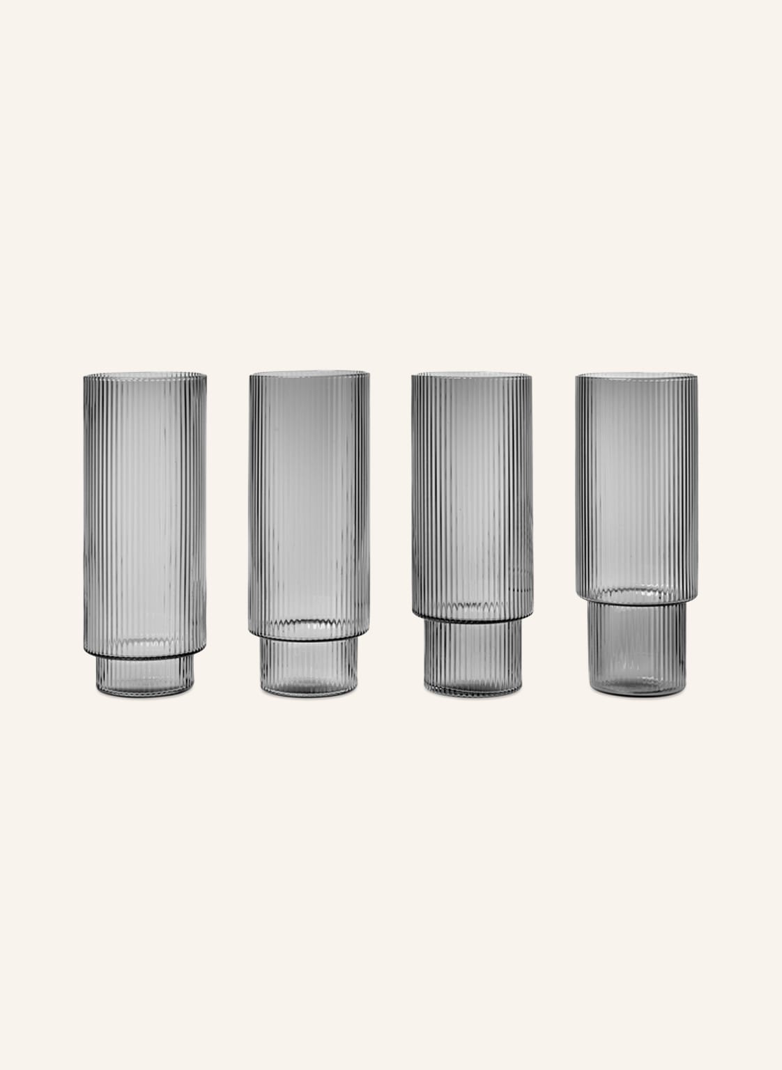 Ferm Living 4er-Set Cocktailgläser Ripple grau Ferm Living 4er-Set Cocktailgläser Ripple grau von Ferm LIVING