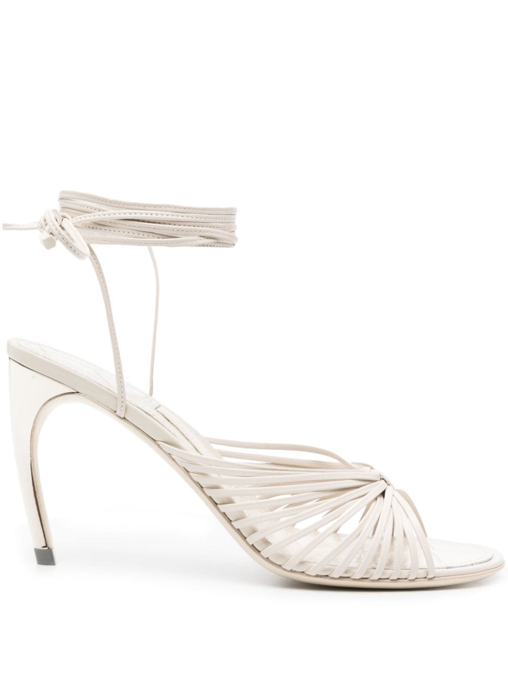 Ferragamo 85mm caged leather sandals - White von Ferragamo