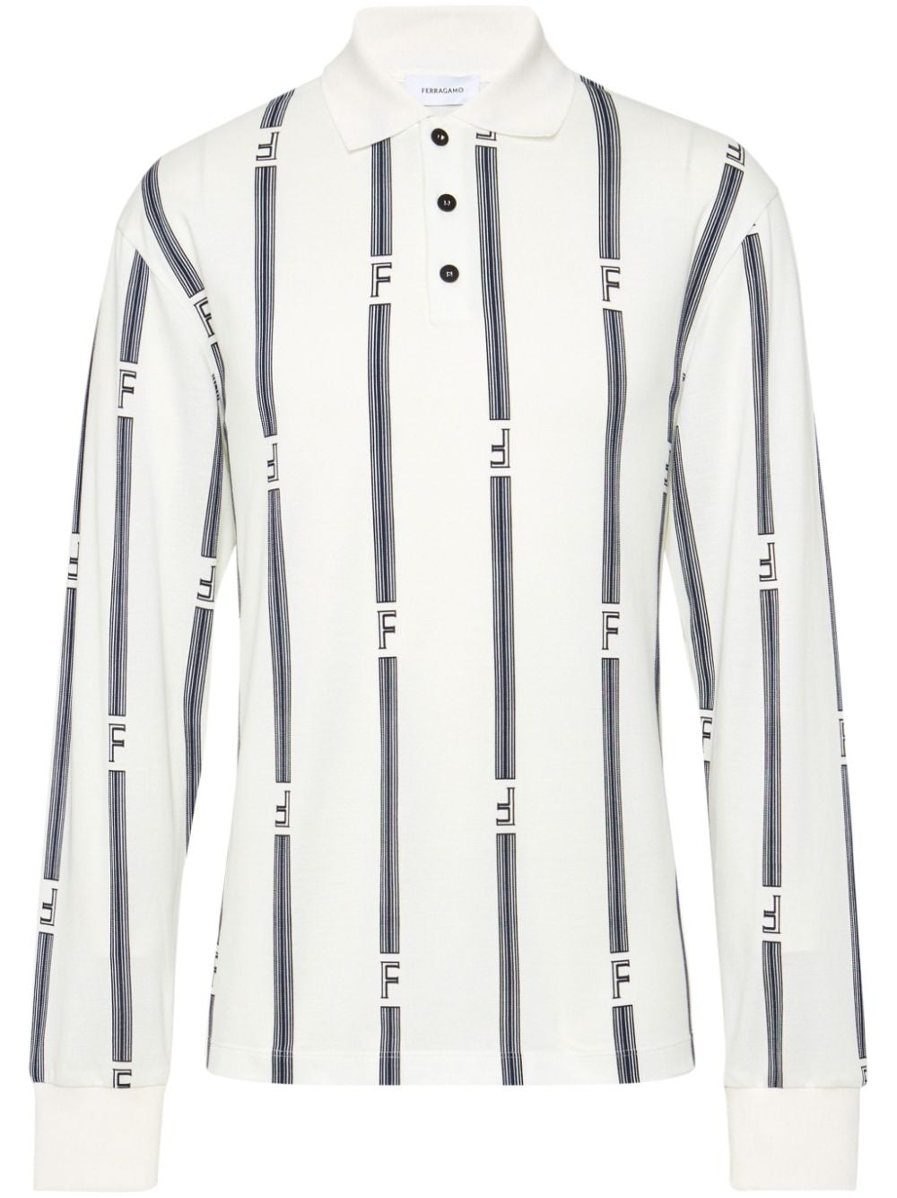 Ferragamo College striped cotton polo shirt - White von Ferragamo