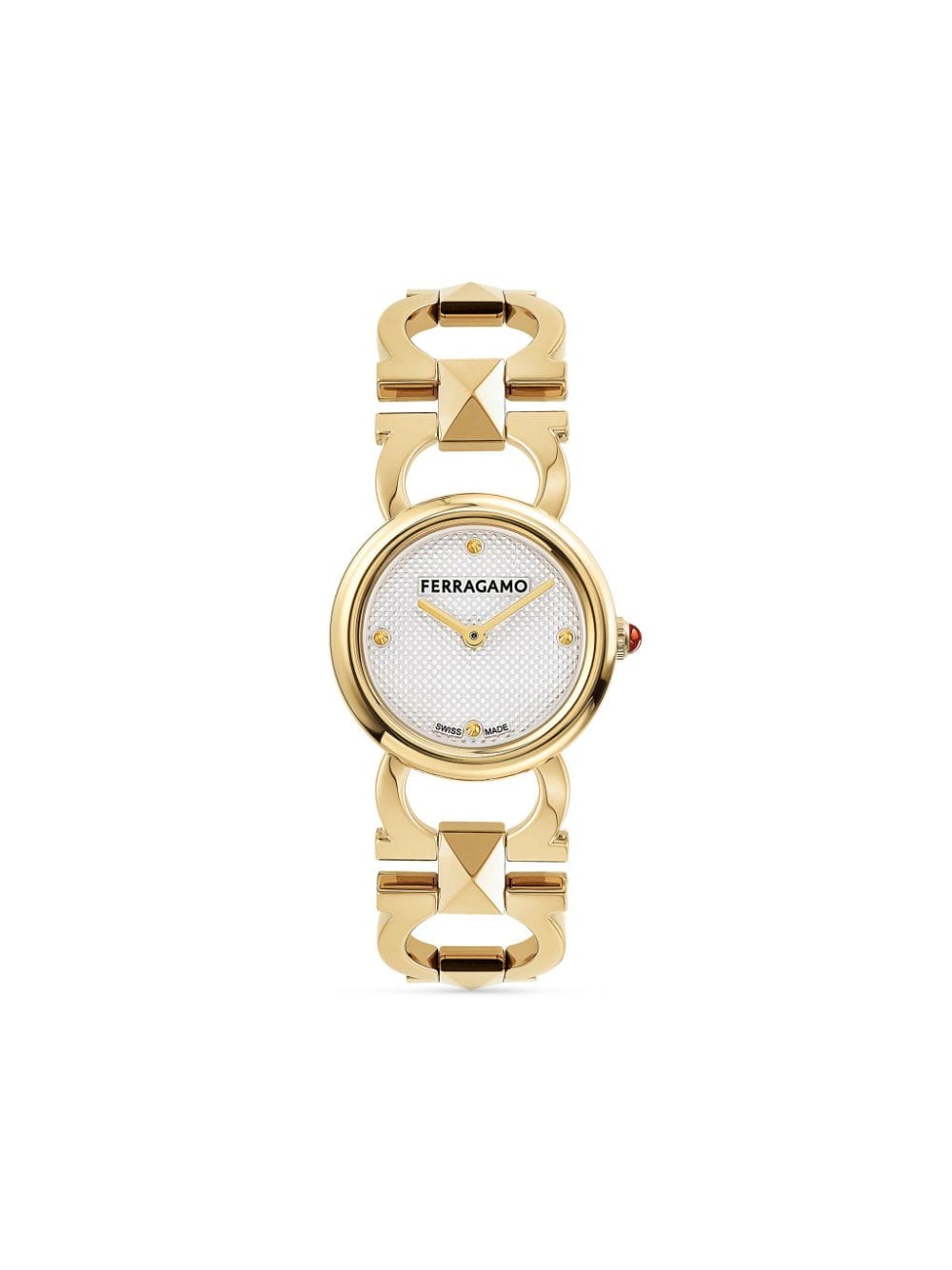 Ferragamo Double Gancini Stud 25mm - White von Ferragamo