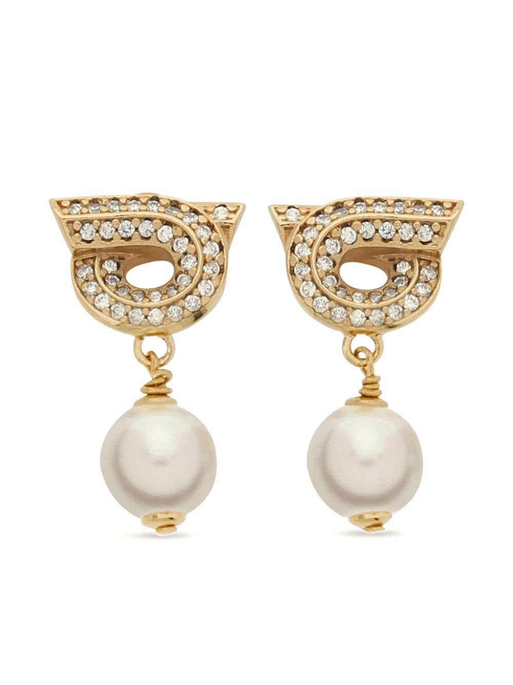 Ferragamo Gancini Pearl-shaped Earrings - Gold von Ferragamo