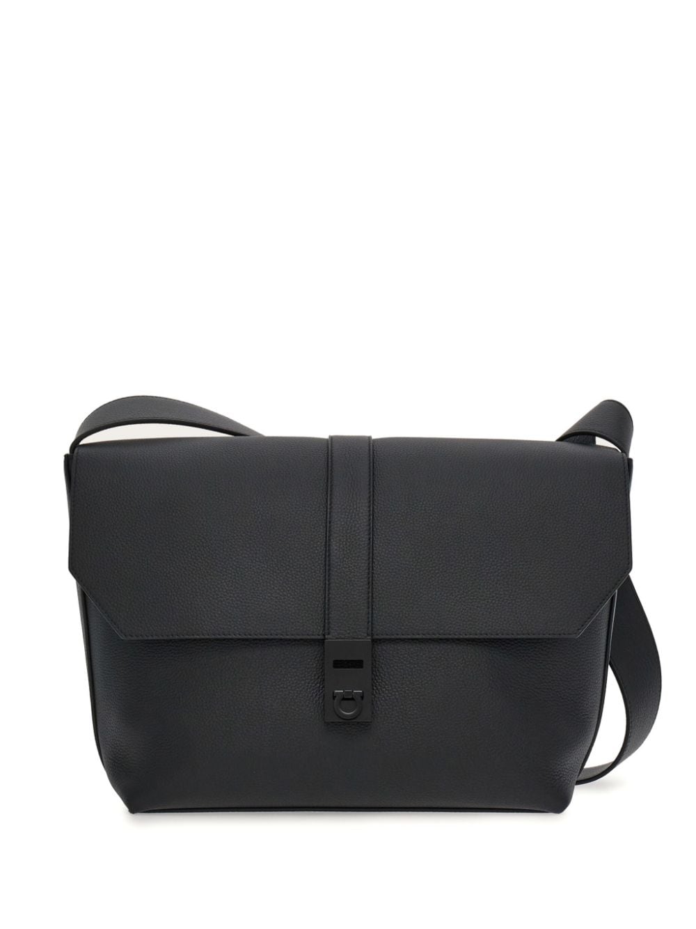 Ferragamo Gancini-buckle leather messenger bag - Black von Ferragamo