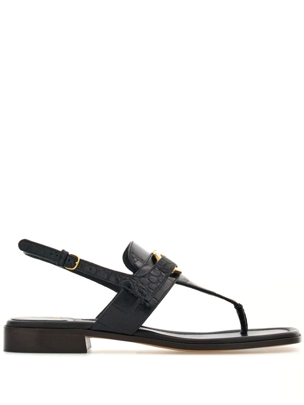 Ferragamo Gancini-buckle leather sandals - Black von Ferragamo