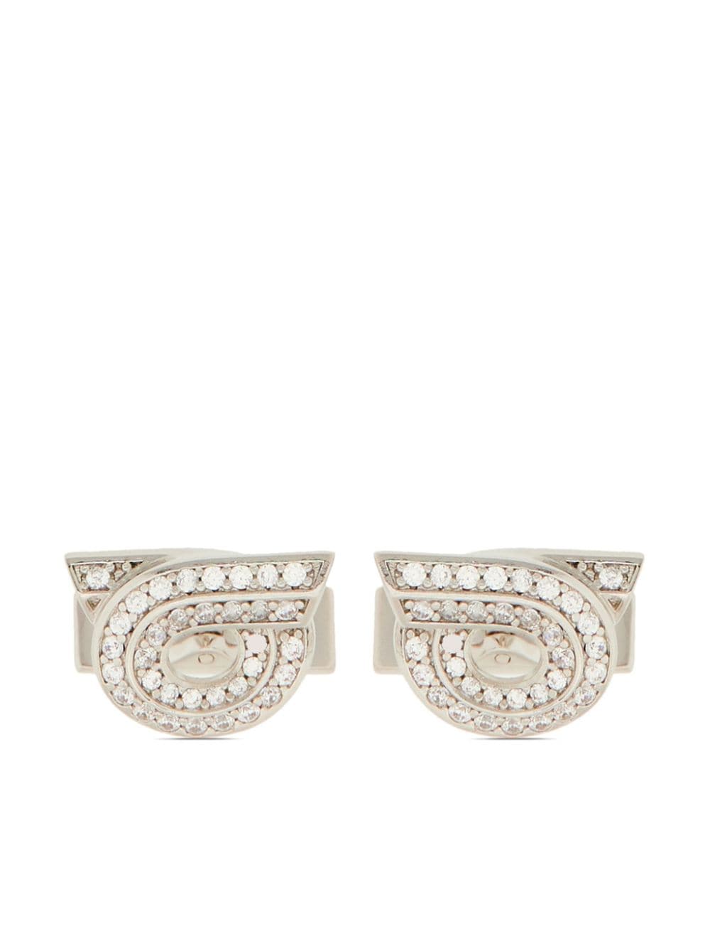Ferragamo Gancini crystal-embellished cufflinks - Silver von Ferragamo