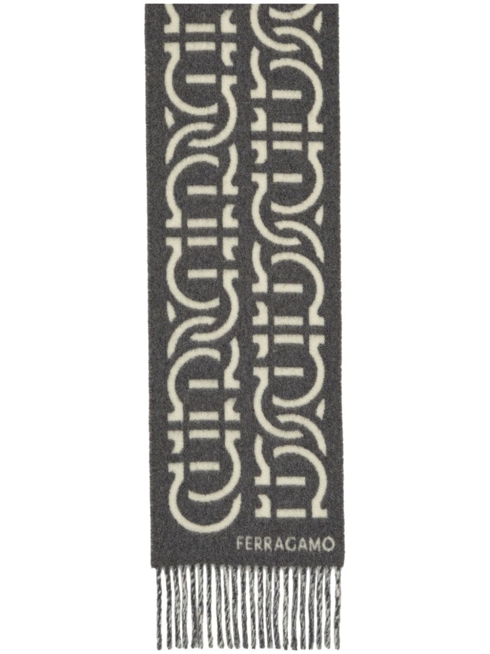 Ferragamo Gancini jacquard scarf - White von Ferragamo