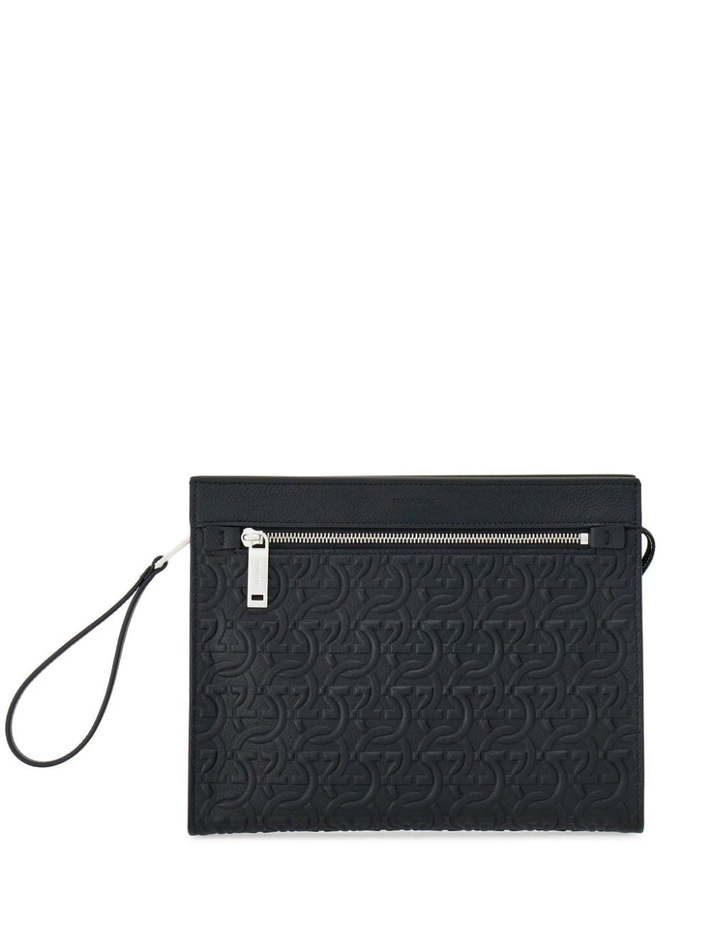 Ferragamo Gancini logo-embossed clutch bag - Black von Ferragamo