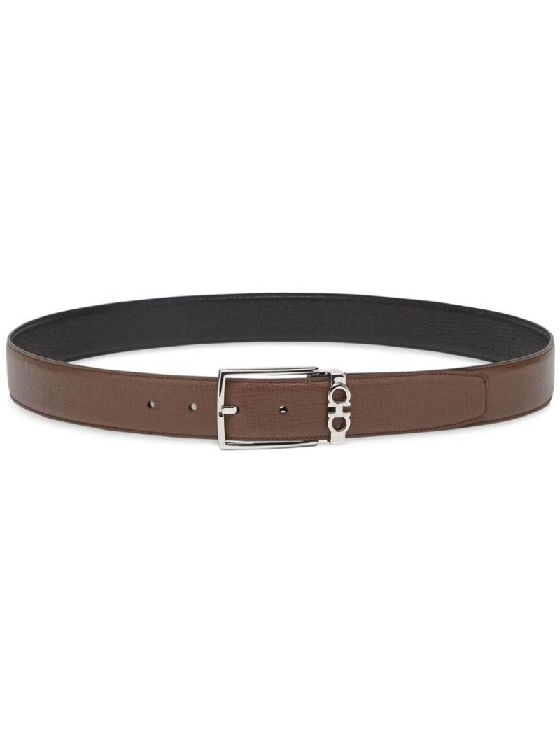Ferragamo Gancini-plaque leather belt - Brown von Ferragamo