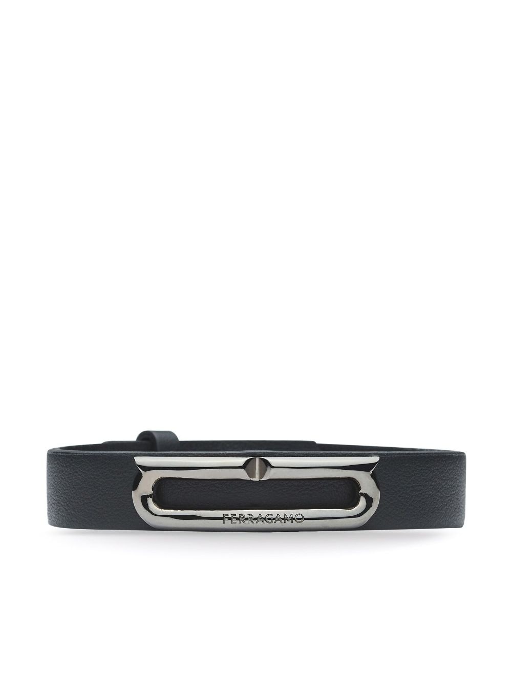 Ferragamo Gancini-plaque leather bracelet - Black von Ferragamo