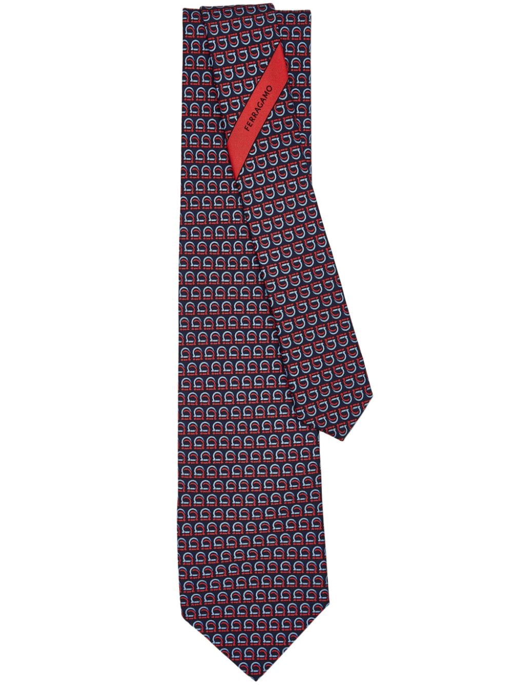 Ferragamo Gancini-print silk tie - Blue von Ferragamo