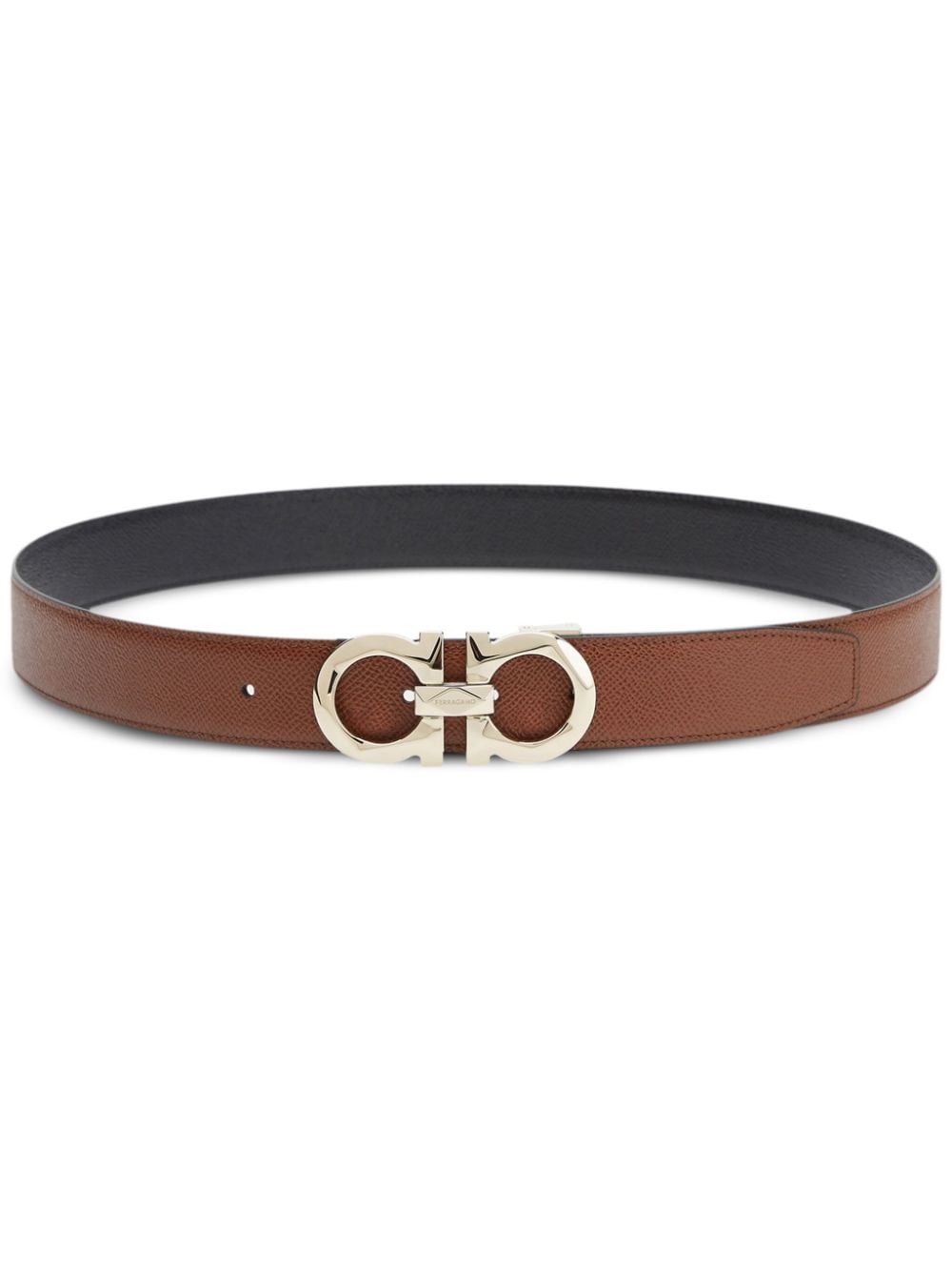 Ferragamo Gancini reversible leather belt - Black von Ferragamo