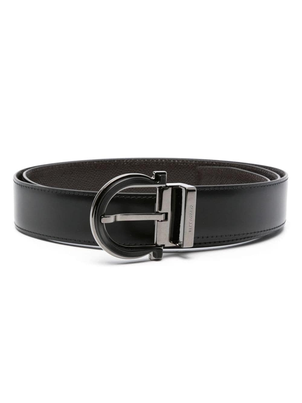 Ferragamo Gancini reversible leather belt - Black von Ferragamo