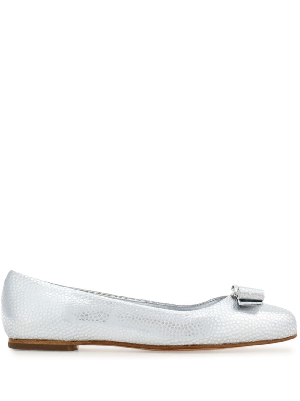 Ferragamo Vara Bow metallic-finish ballerinas - Silver von Ferragamo