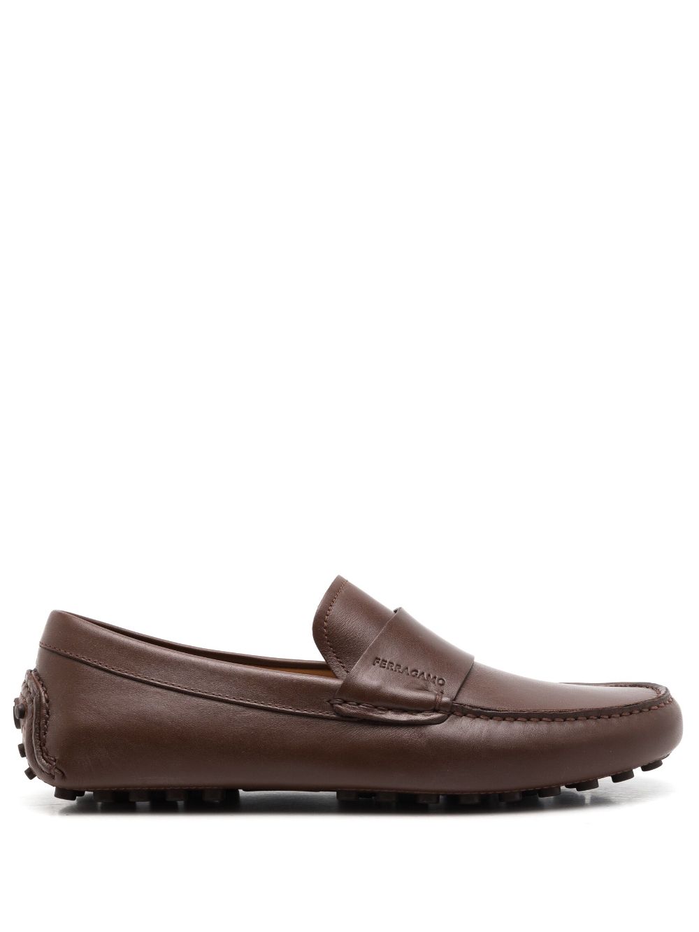Ferragamo almond-toe leather saddle loafers - Brown von Ferragamo