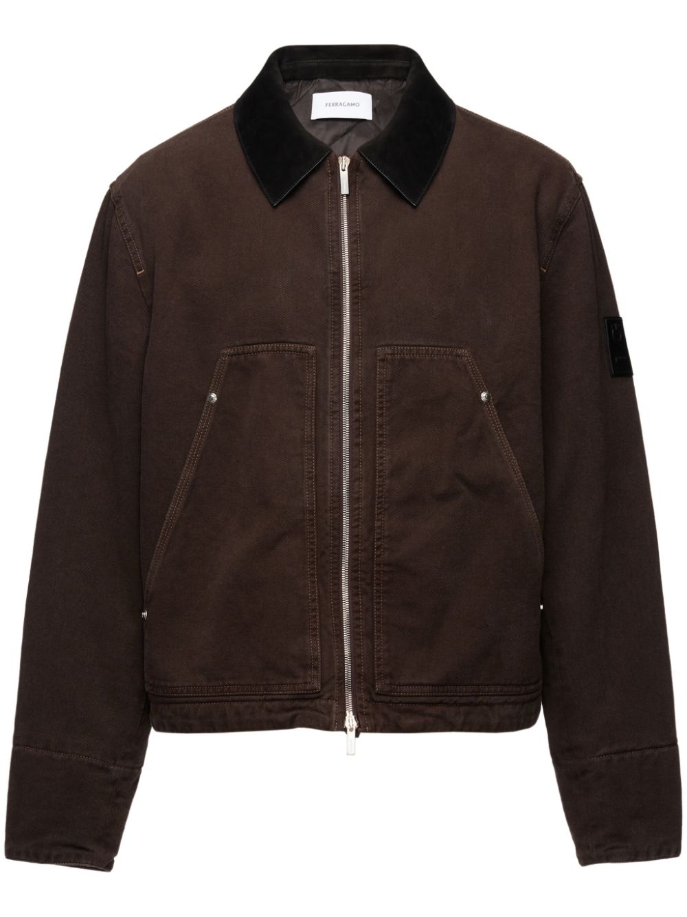 Ferragamo classic-collar zipped bomber jacket - Brown von Ferragamo