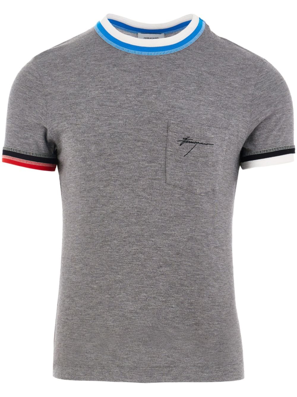 Ferragamo colour-block trim T-shirt - Grey von Ferragamo