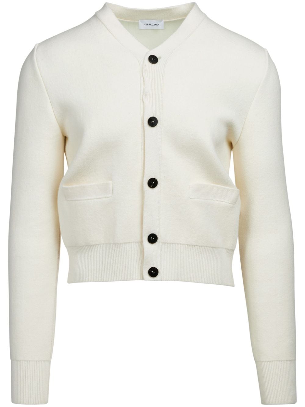 Ferragamo contrast-stitching virgin wool cardigan - White von Ferragamo