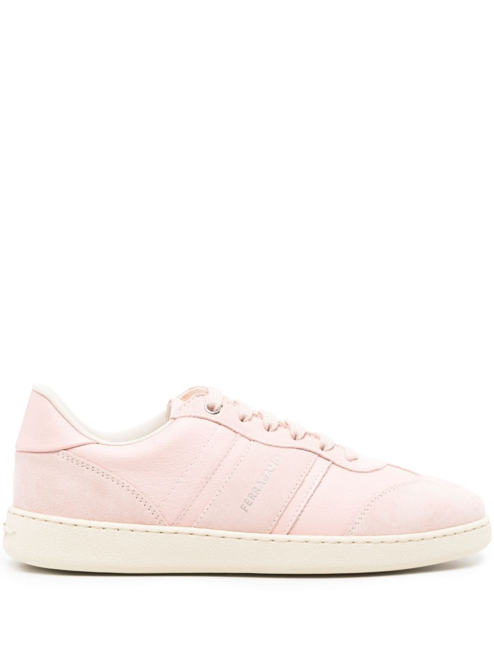 Ferragamo debossed-logo suede-leather trainers - Pink von Ferragamo