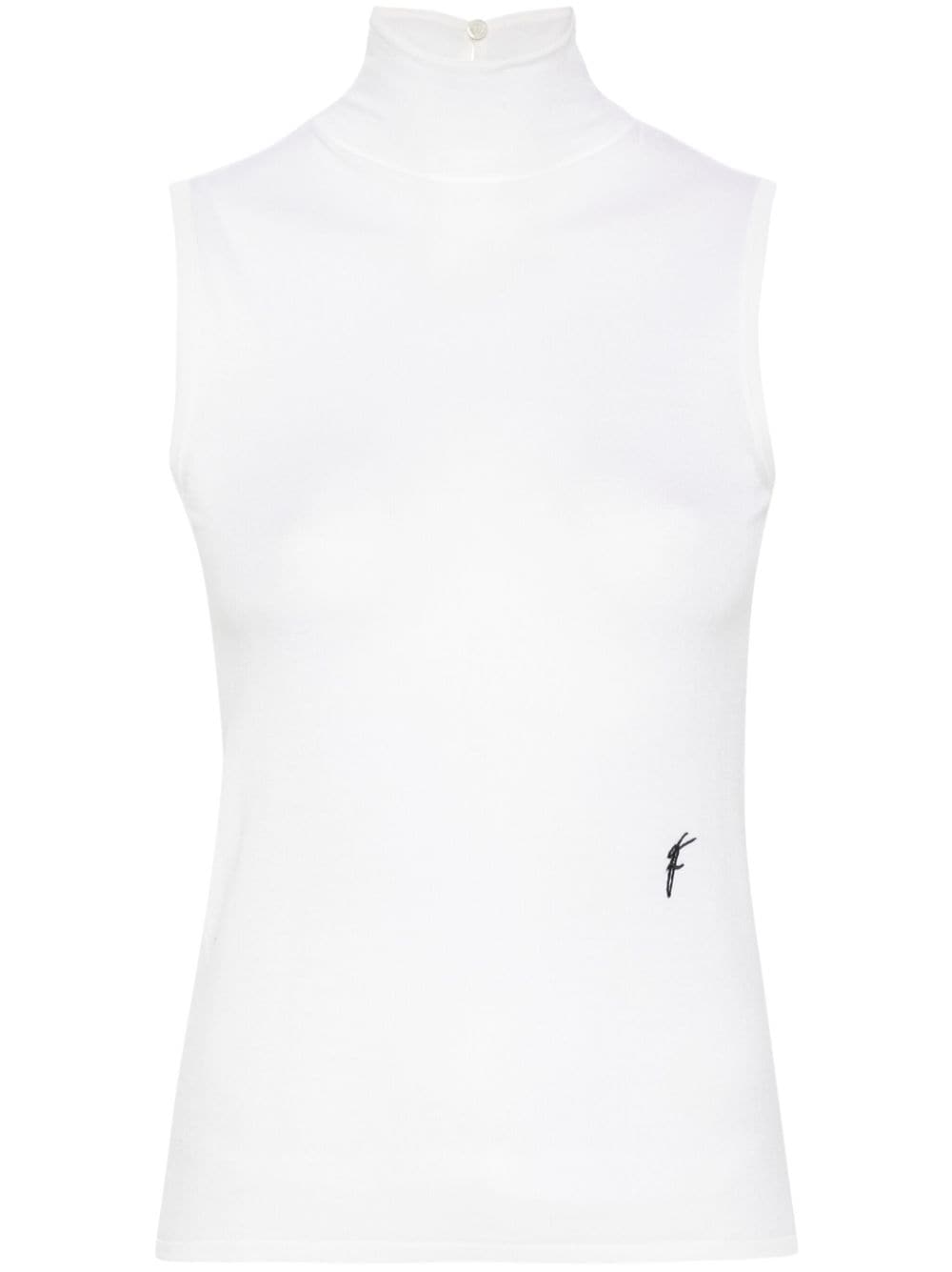 Ferragamo embroidered-logo virgin-wool tank top - Neutrals von Ferragamo