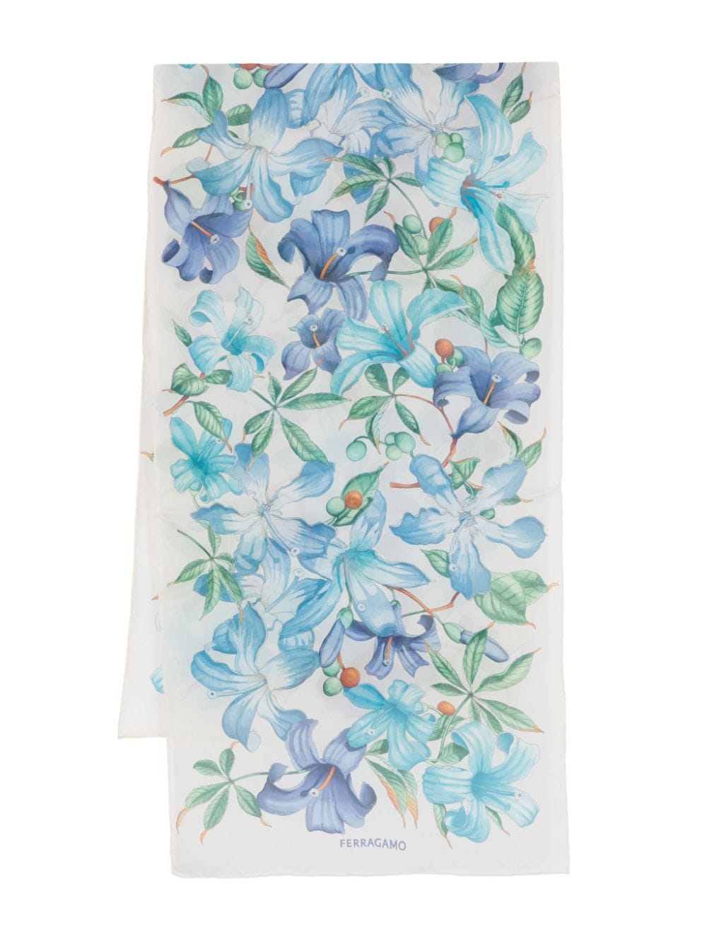Ferragamo floral-motif silk scarf - White von Ferragamo