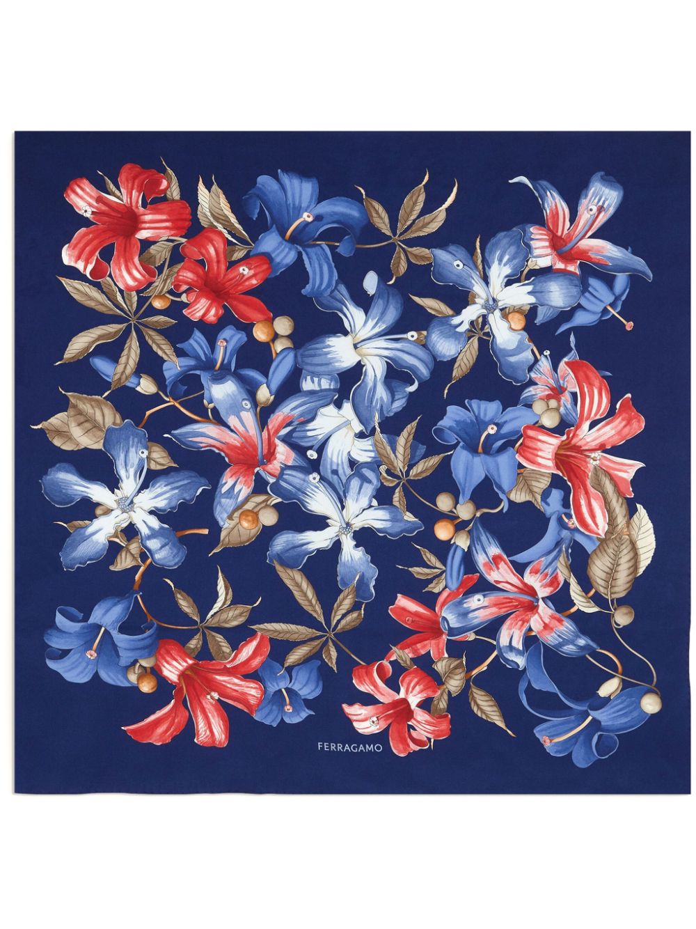 Ferragamo floral-print silk scarf - Blue von Ferragamo