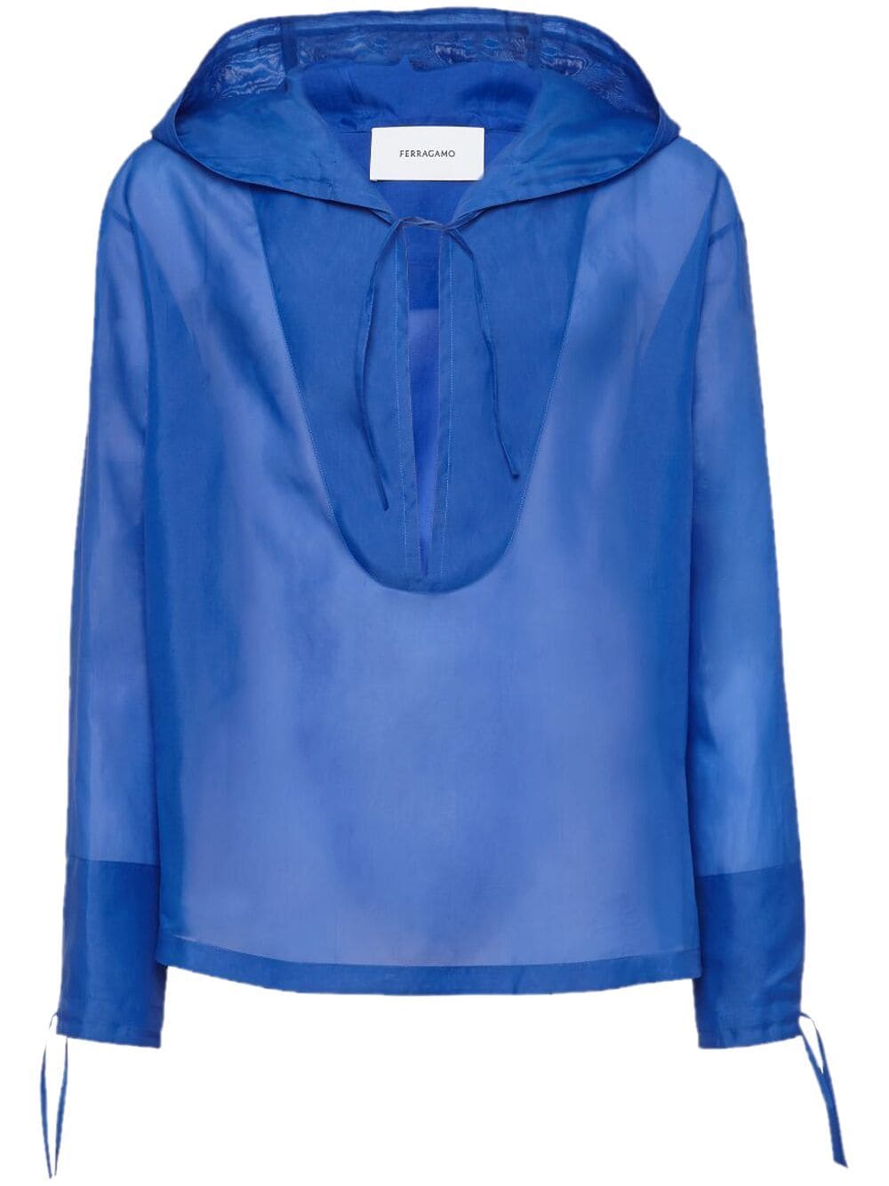 Ferragamo hooded organza blouse - Blue von Ferragamo