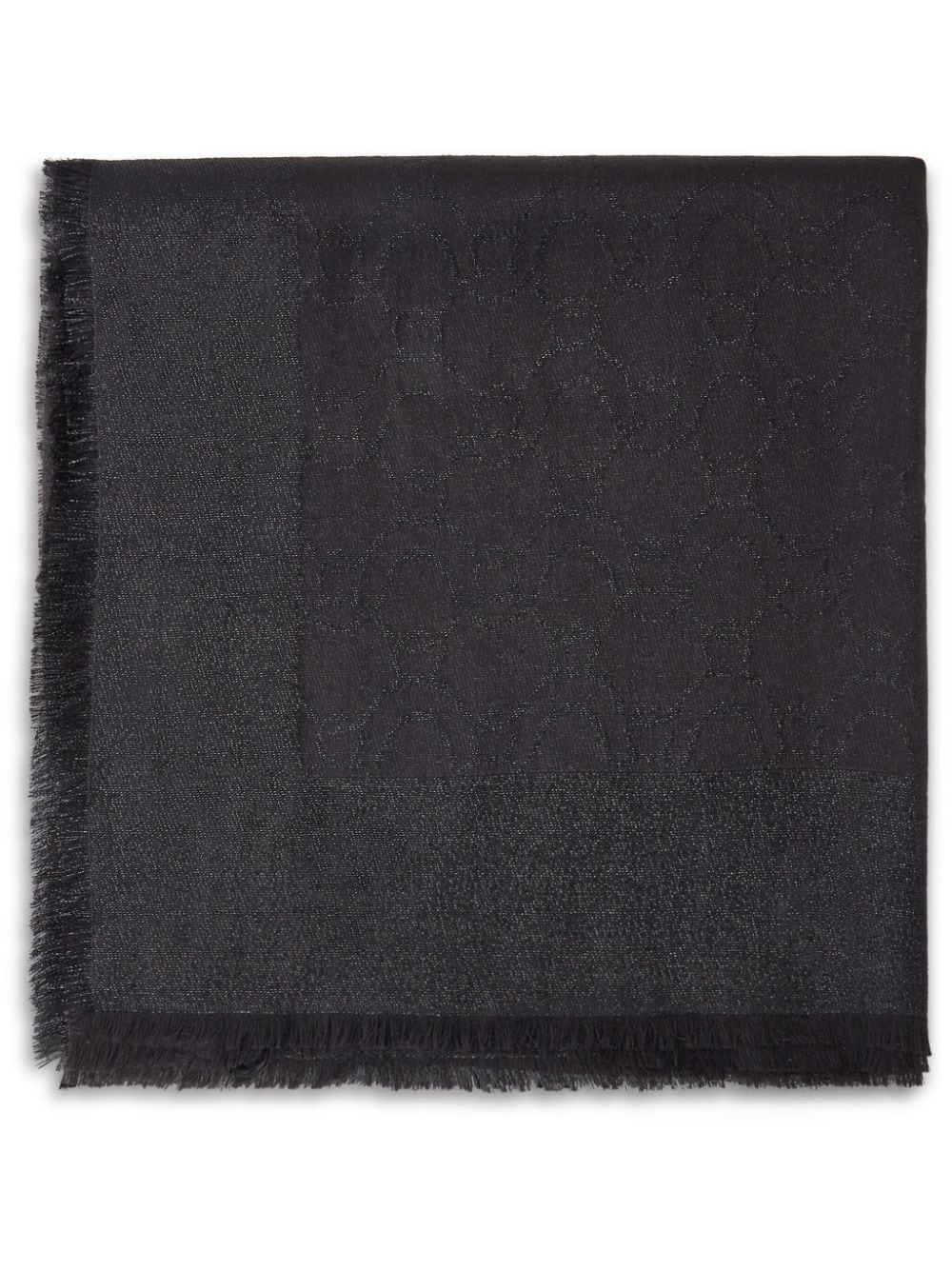 Ferragamo jacquard fringed scarf - Black von Ferragamo