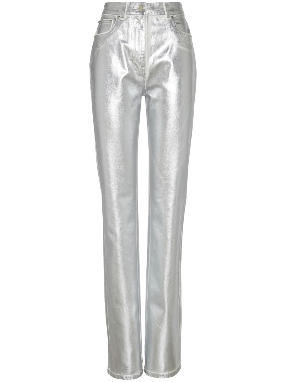 Ferragamo laminated-finish straight-leg trousers - Silver von Ferragamo