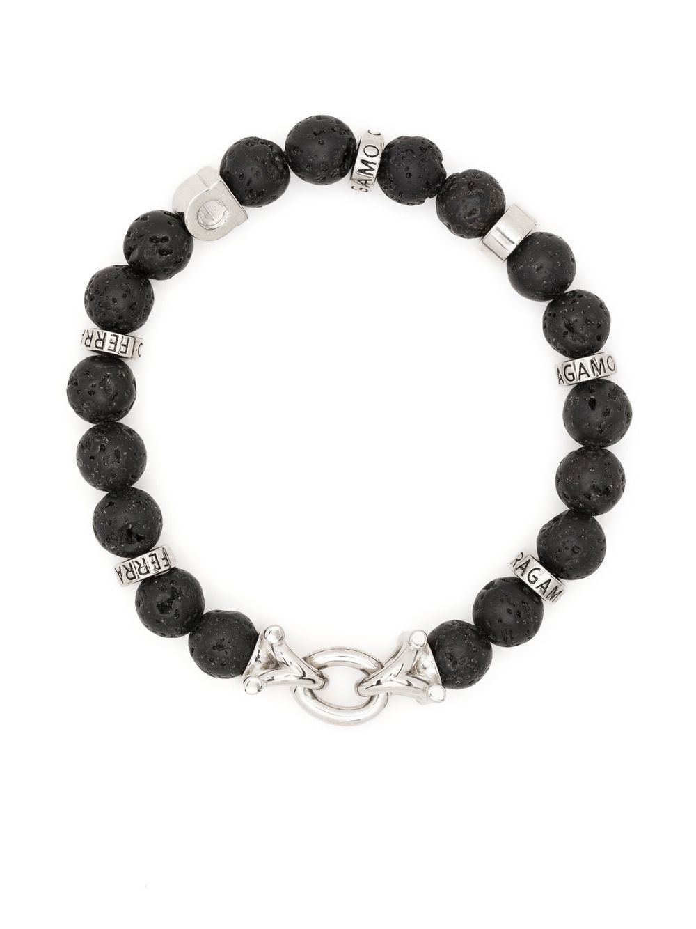 Ferragamo lava stone bead Gancini bracelet - Black von Ferragamo