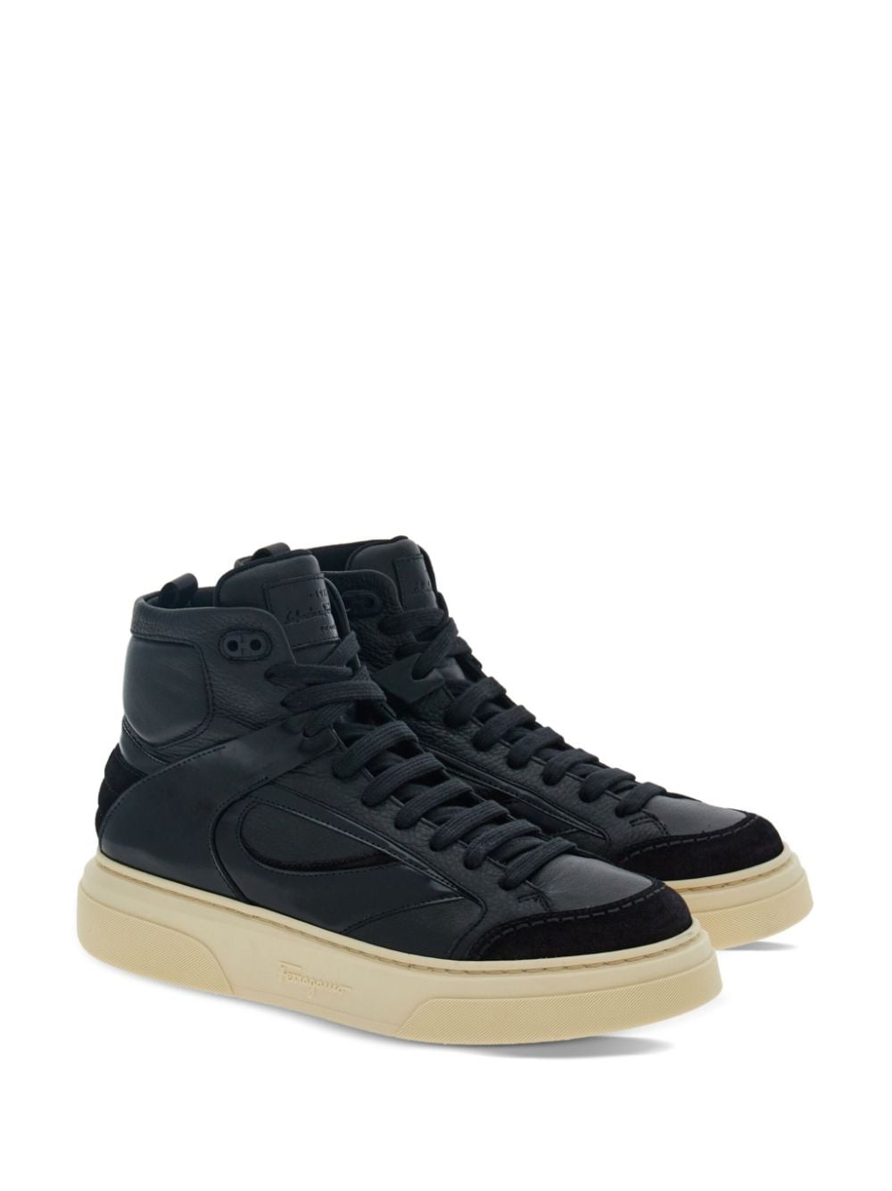 Ferragamo logo-debossed hi-top sneakers - Black von Ferragamo