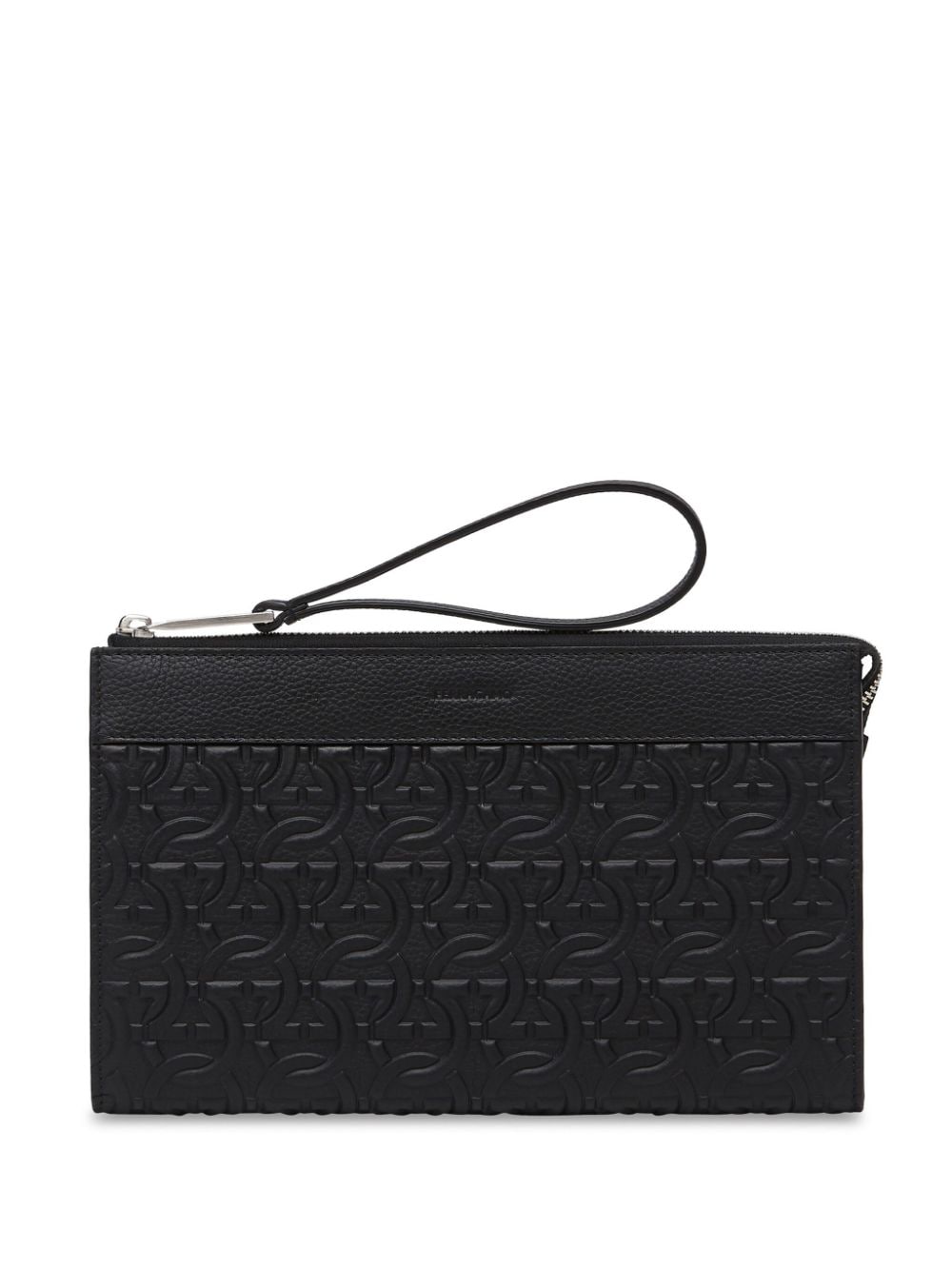 Ferragamo logo-embossed leather clutch bag - Black von Ferragamo