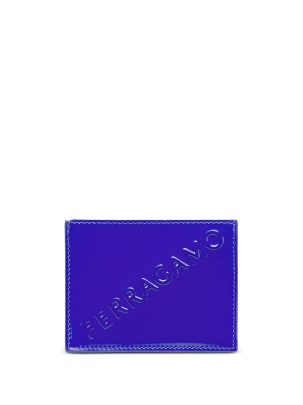 Ferragamo logo-embossed patent-leather cardholder - Blue von Ferragamo