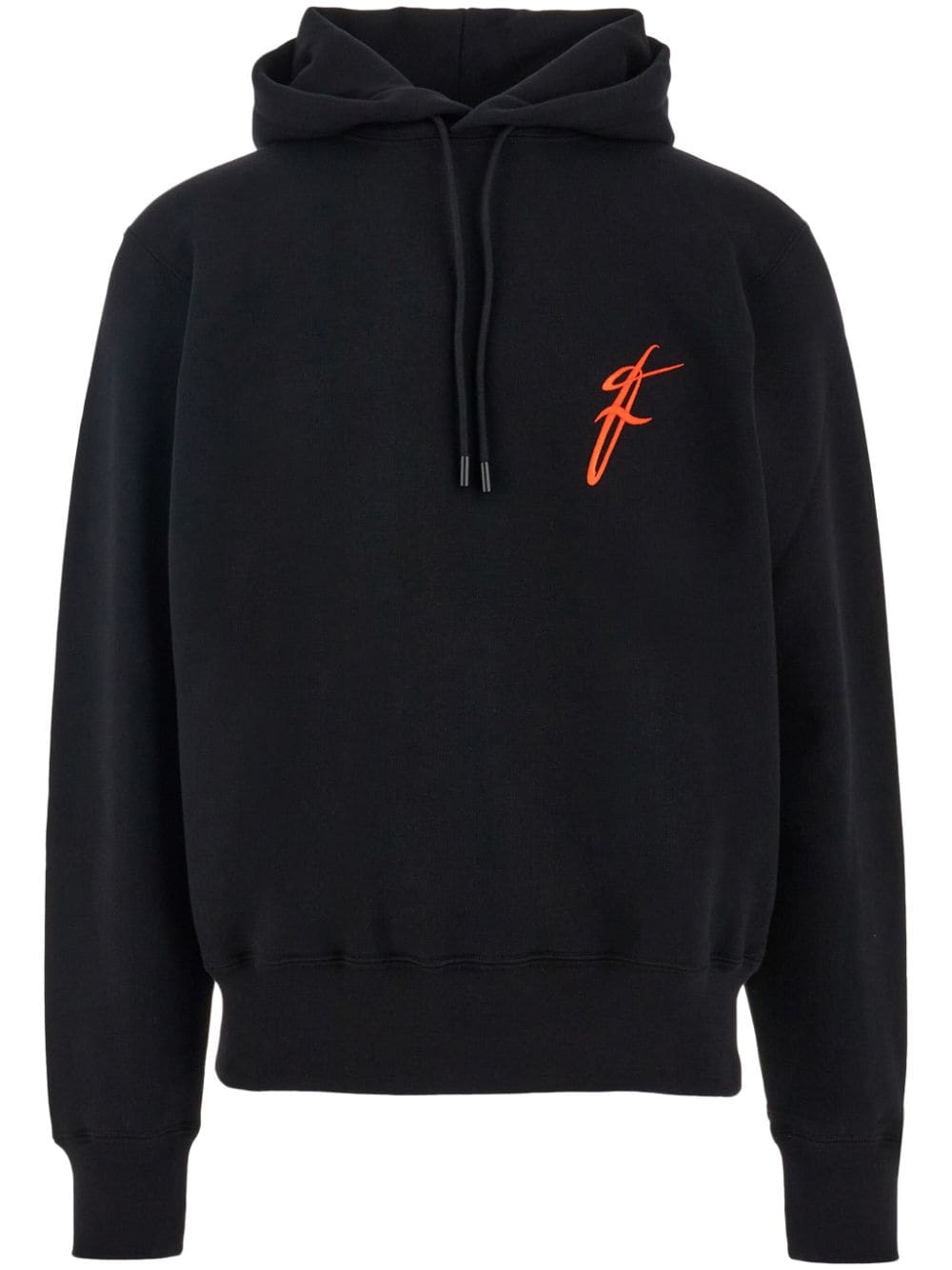 Ferragamo logo-embroidered cotton hoodie - Black von Ferragamo