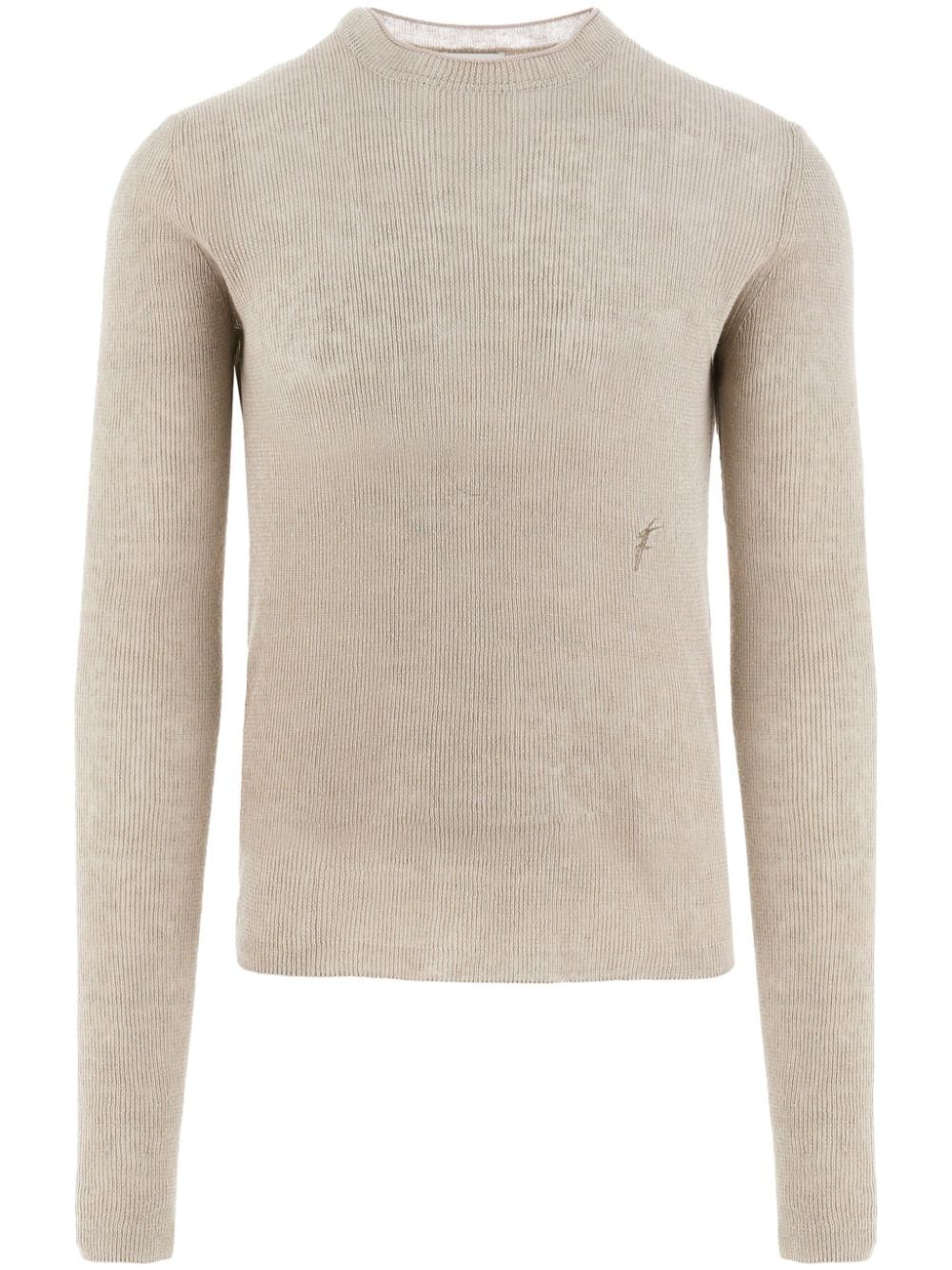 Ferragamo logo-embroidered ribbed-knit jumper - Grey von Ferragamo