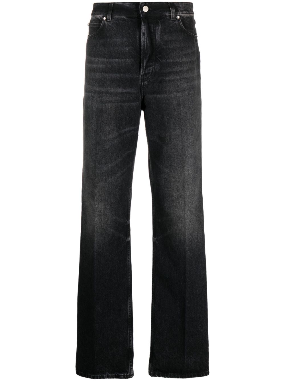 Ferragamo logo-engraved-buttons cotton jeans - Black von Ferragamo