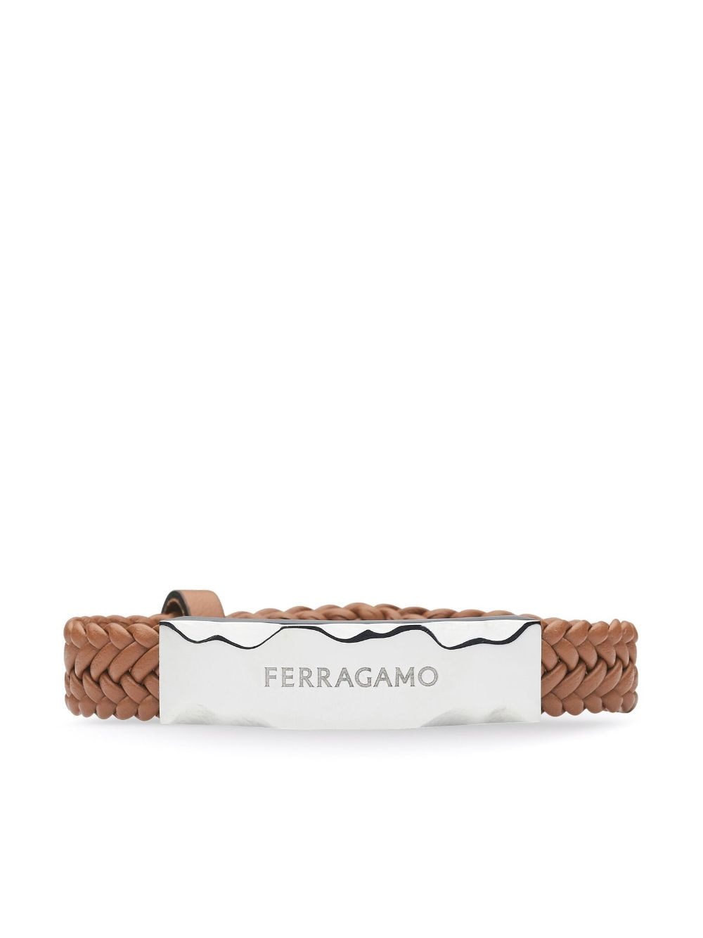 Ferragamo logo-engraved leather bracelet - Brown von Ferragamo