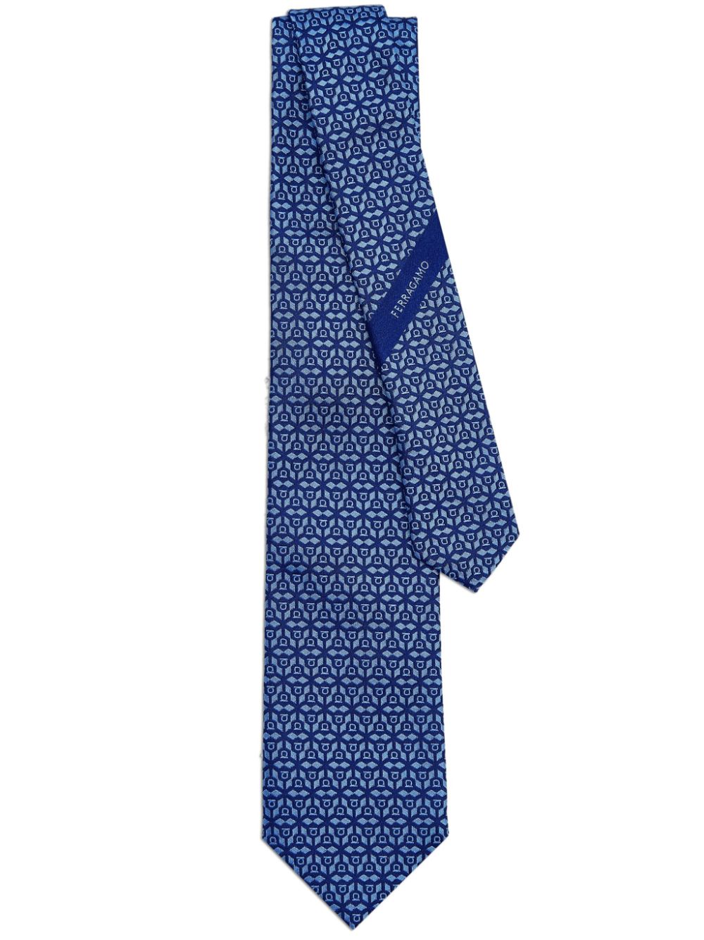 Ferragamo logo-jacquard motif silk tie - Blue von Ferragamo