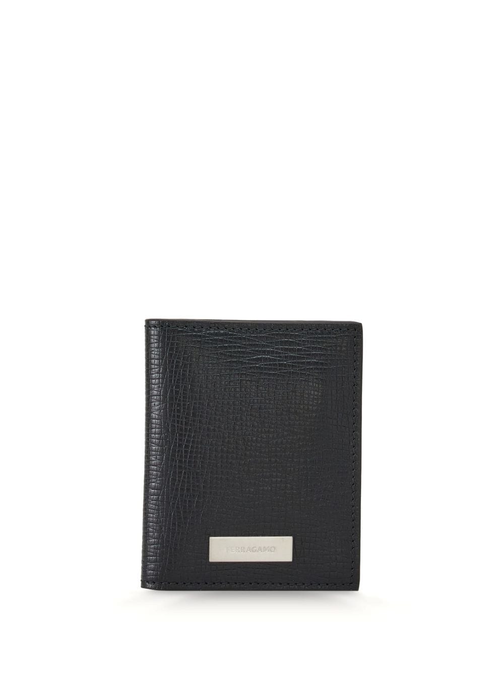 Ferragamo logo-plaque textured leather wallet - Black von Ferragamo