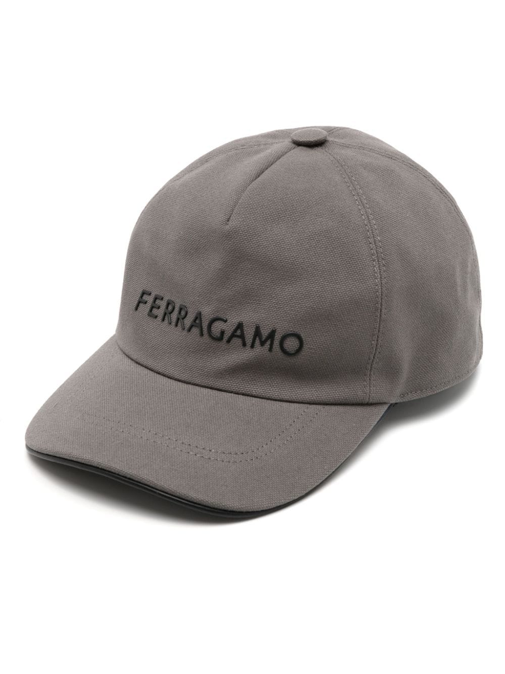 Ferragamo logo-rubberized canvas cotton cap - Grey von Ferragamo