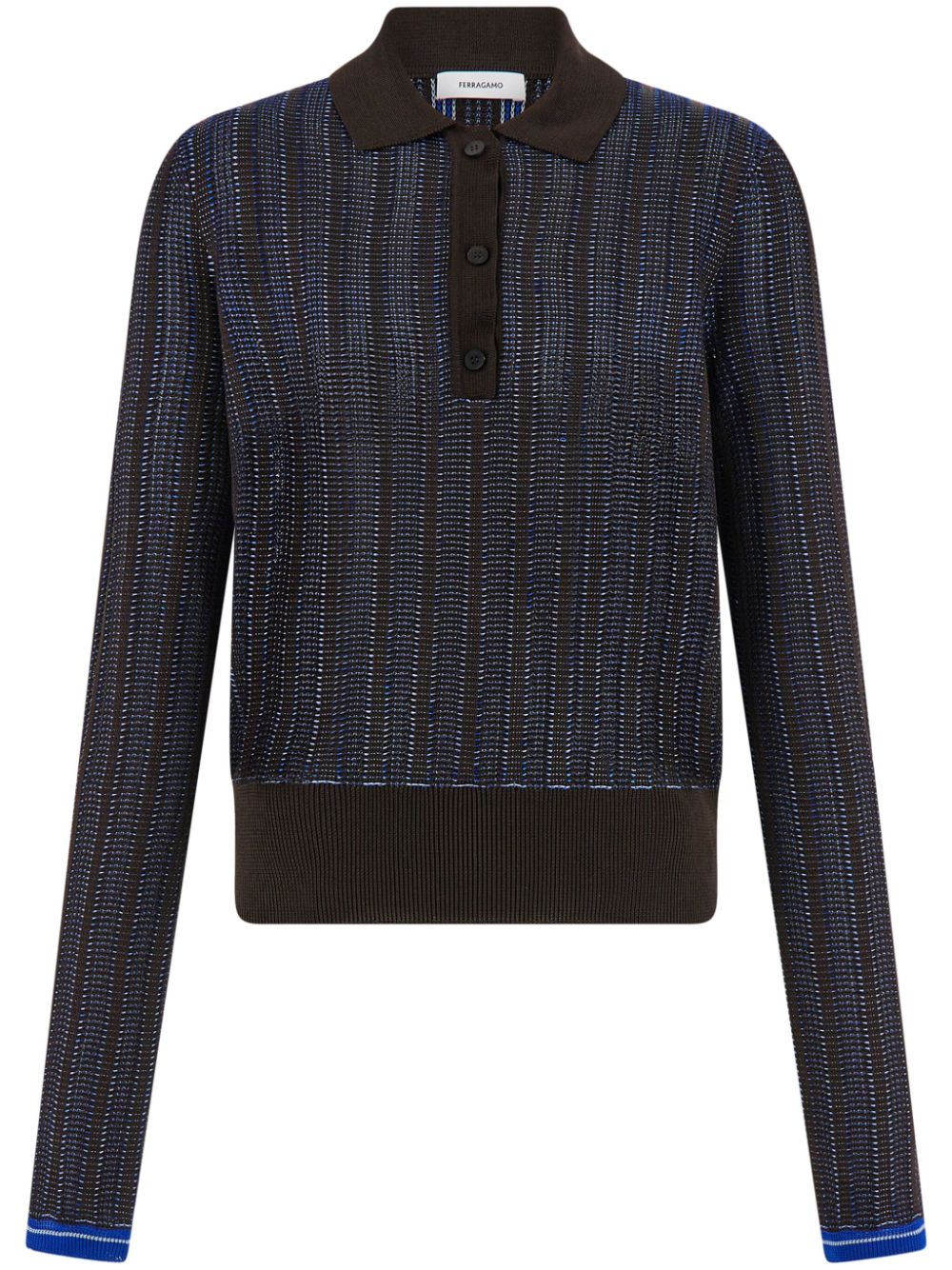 Ferragamo long-sleeve knitted polo shirt - Brown von Ferragamo