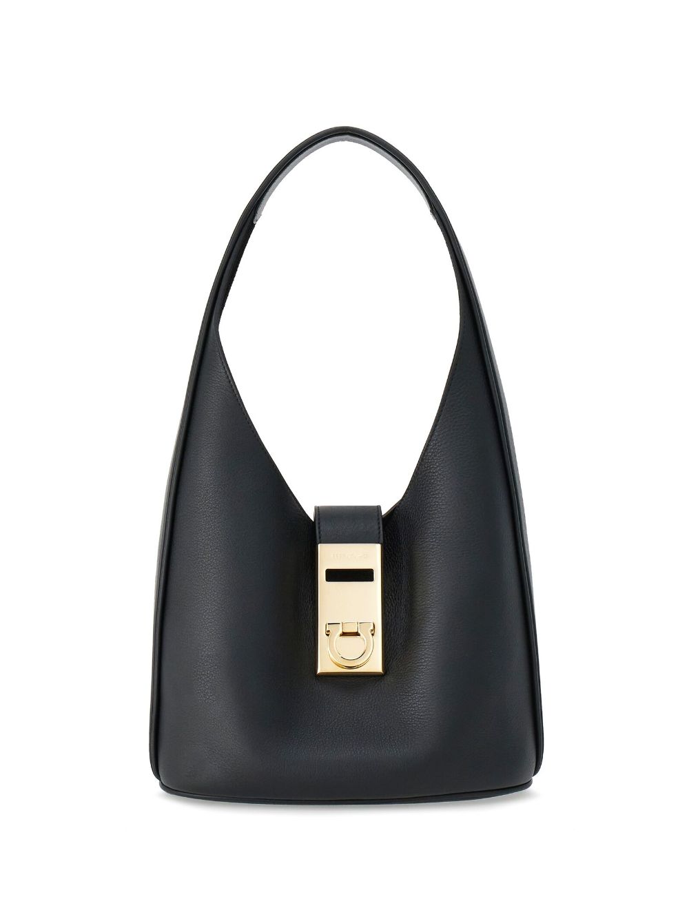 Ferragamo medium Gancini-buckle leather hobo bag - Black von Ferragamo