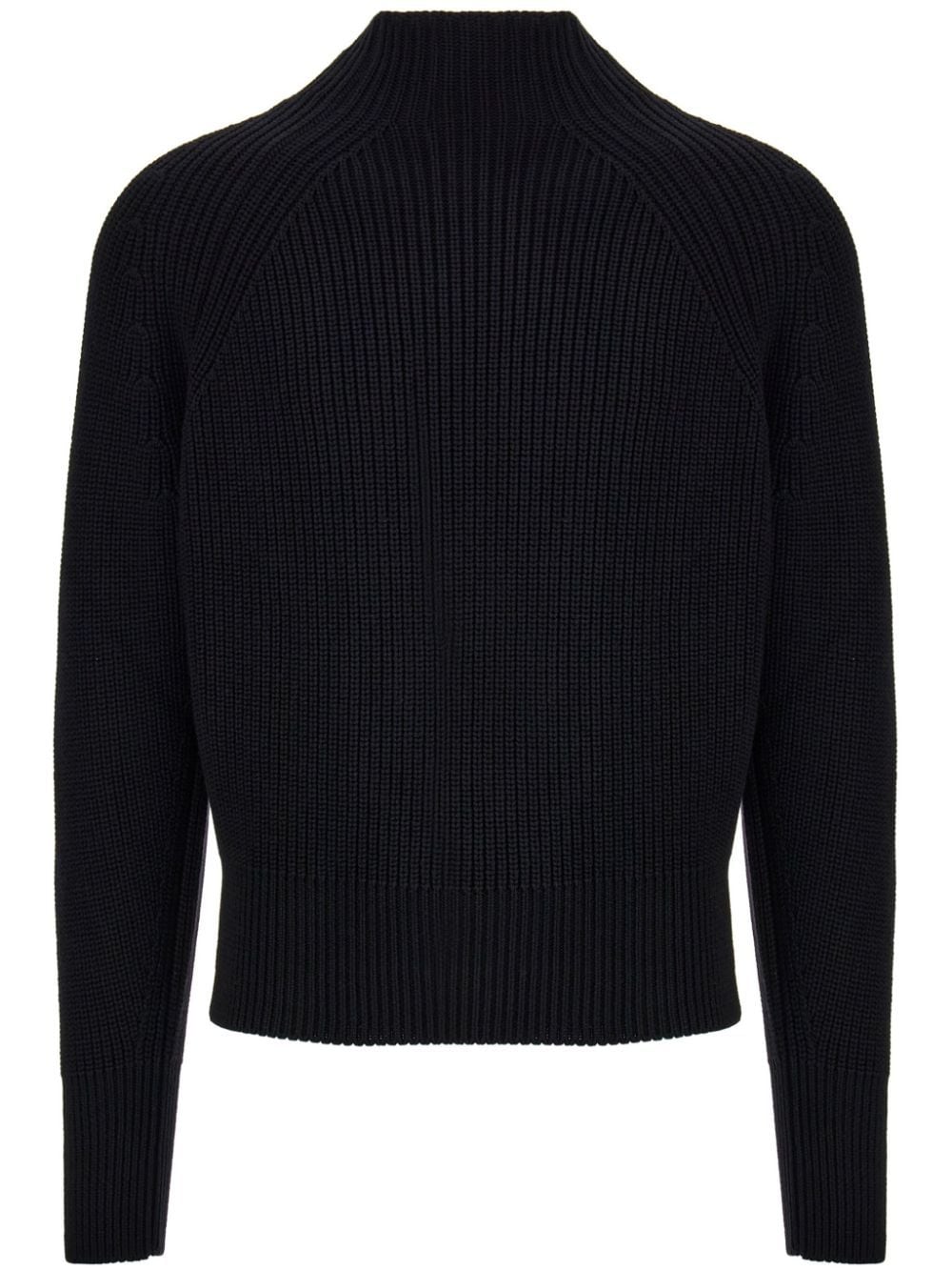 Ferragamo mock-neck cable-knit jumper - Black von Ferragamo