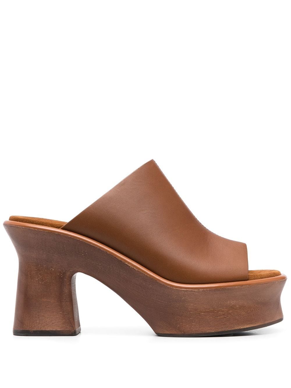 Ferragamo peep-toe platform leather mules - Brown von Ferragamo