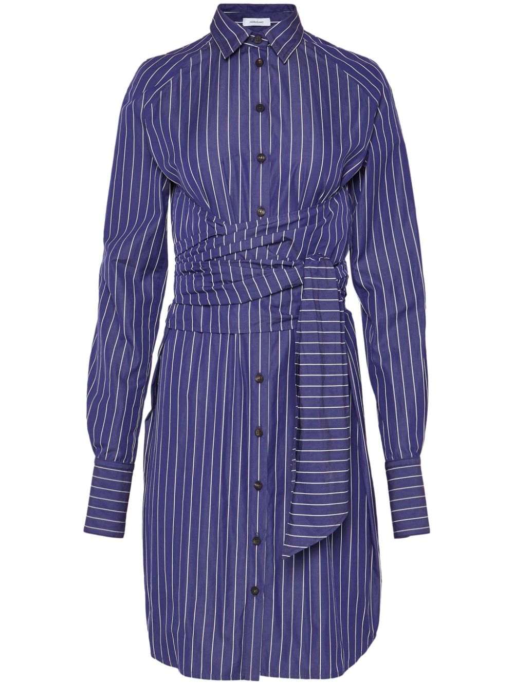 Ferragamo pinstripe-pattern cotton shirtdress - Blue von Ferragamo