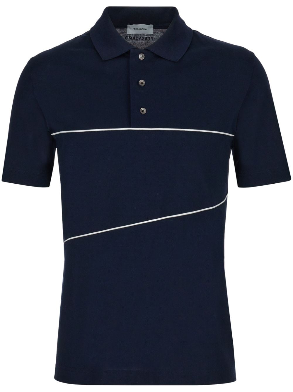Ferragamo piped-detail cotton polo shirt - Blue von Ferragamo