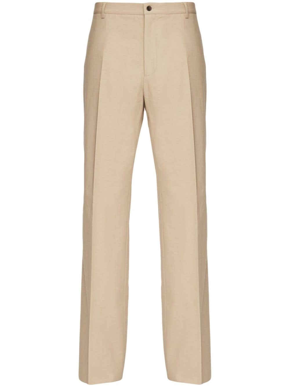 Ferragamo pressed-crease cotton straight-leg trousers - Neutrals von Ferragamo