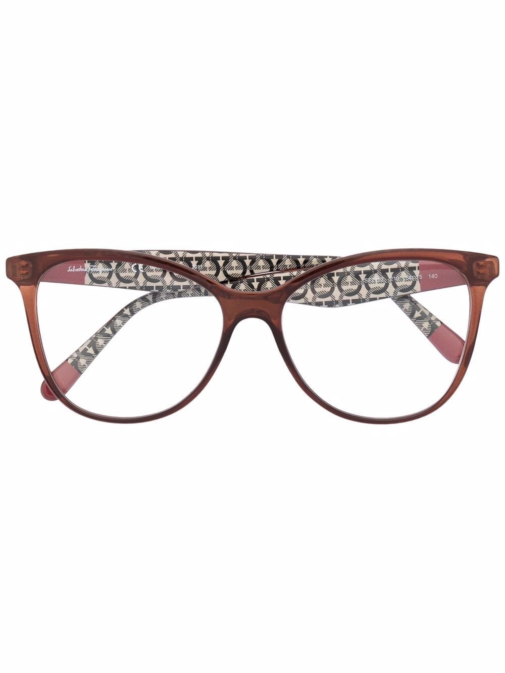 Ferragamo round-frame logo-plaque glasses - Brown von Ferragamo