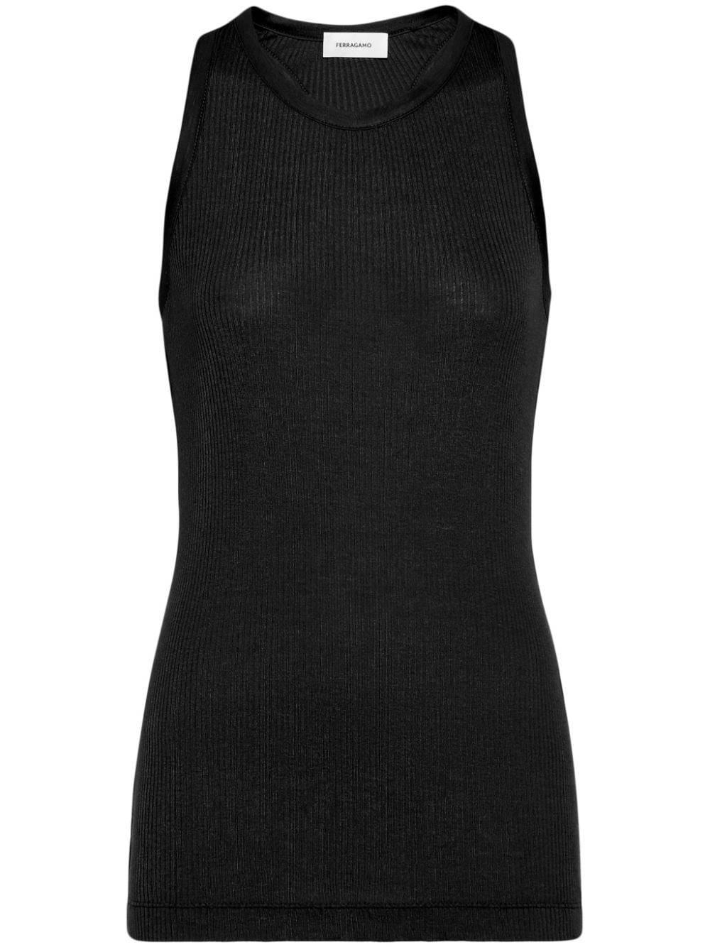 Ferragamo round-neck fine-ribbed tank top - Black von Ferragamo