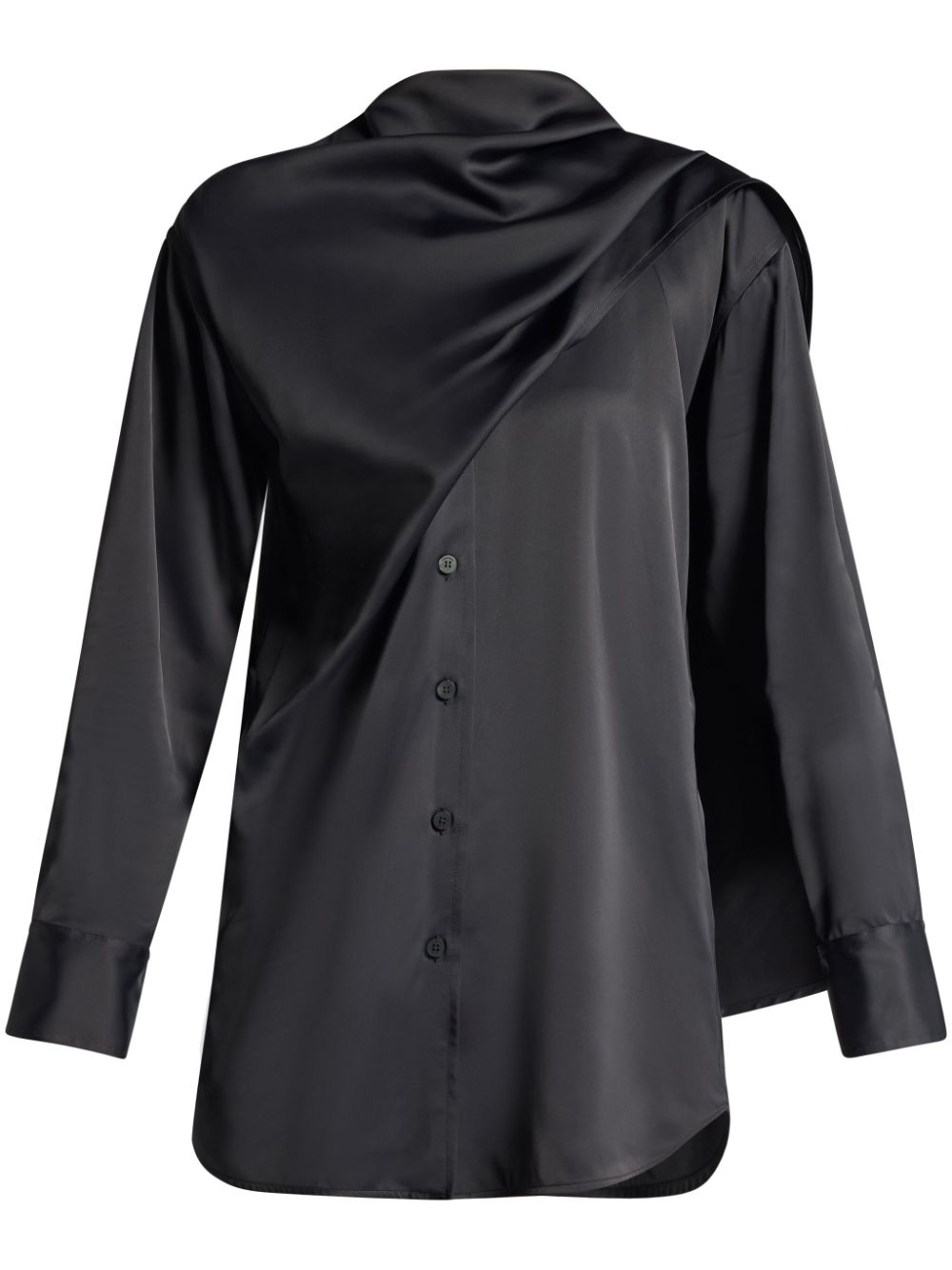 Ferragamo shawl detail satin-finished shirt - Black von Ferragamo